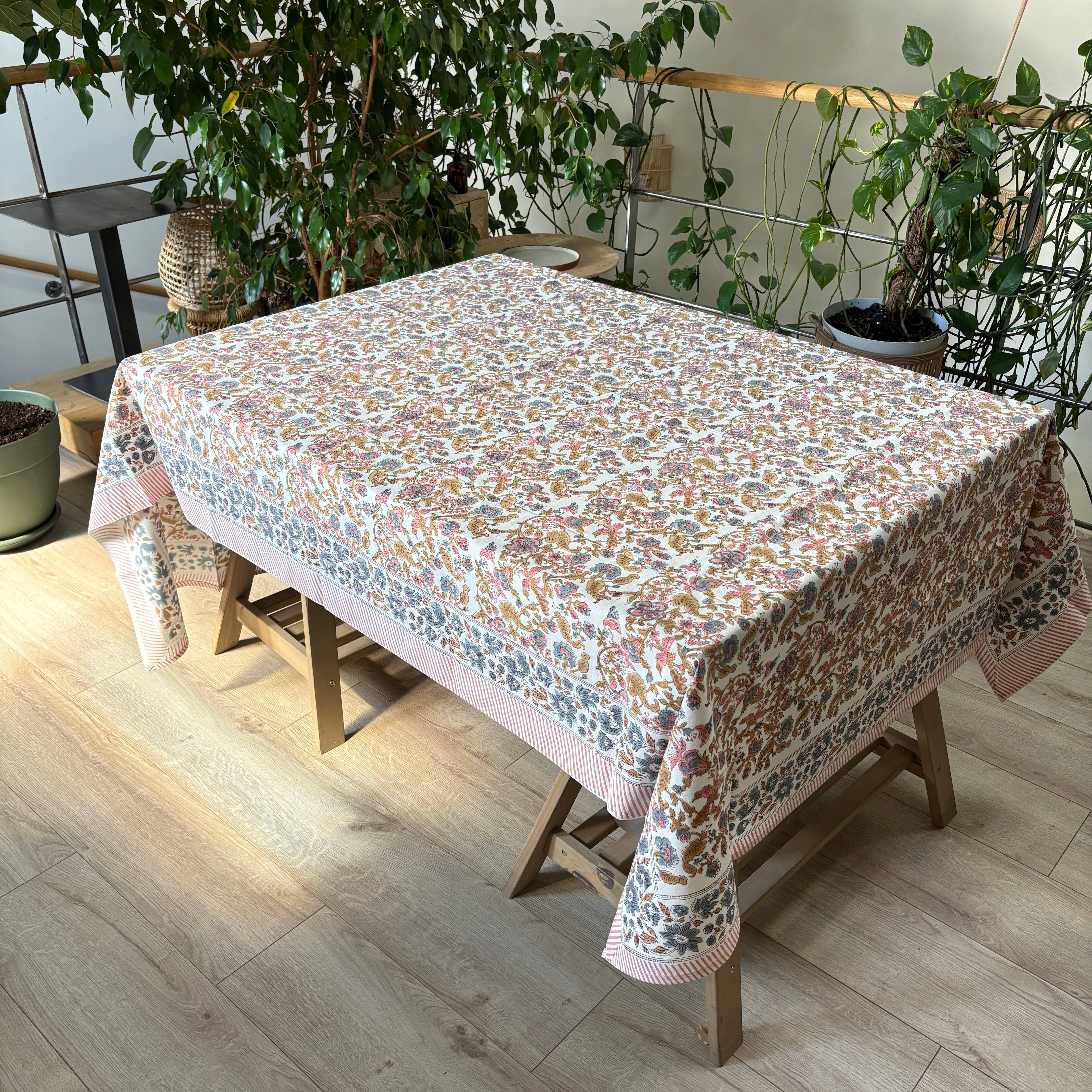 Maison Lilo - Vendita all'ingrosso Tovaglie - Tovaglia "Cheverny" cotone stampato a mano blockprint 150 x 220 cm2