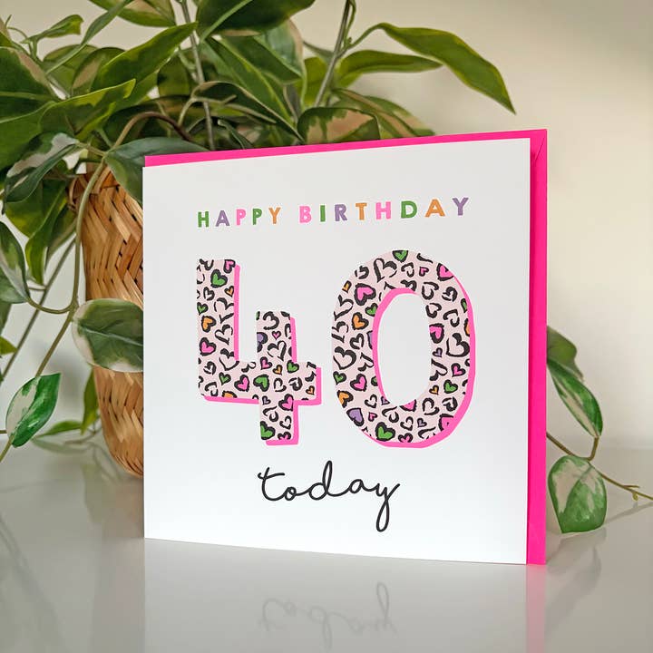 Michelle Fiedler Design – wholesale Birthday card – Leopard Love 40th Birthday1