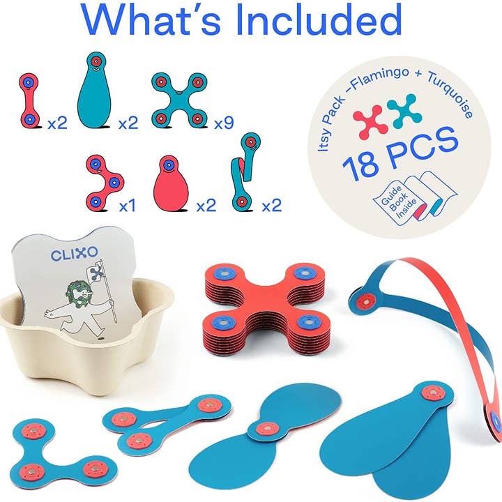 CLICS NV - Vendita all'ingrosso Set di costruzioni - Bambini - Clixo Itsy Pack Fenicottero e Turchese1