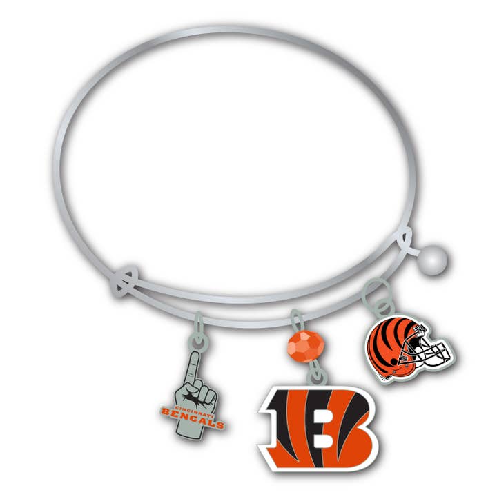 Mojo Licensing - Wholesale Charm/Dangle Bracelet - Cincinnati Bengals 3 Charm Bracelet