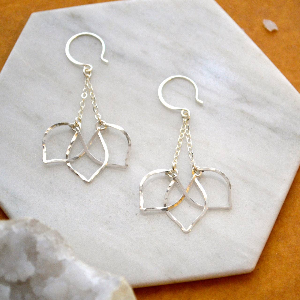 Foamy Wader - Wholesale Dangle Earrings - Lotus Earrings - blooming lotus silhouette dangle earrings1