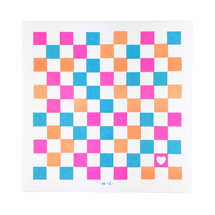 Summer Checkers - Impresión de risografía artística para venta al por mayor de Next Chapter Studio