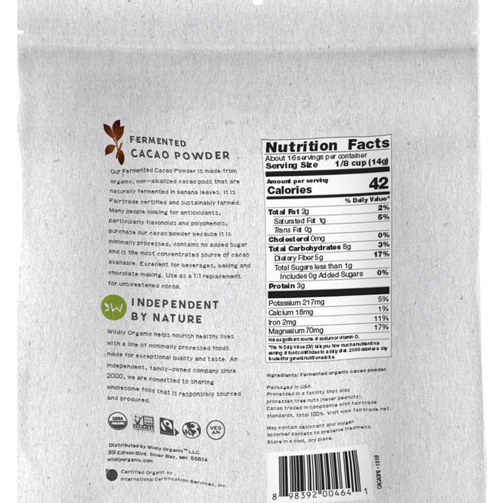 Wildly Organic - Wholesale Protein/Superfood Powder - Fermented Raw Organic Cacao Powder