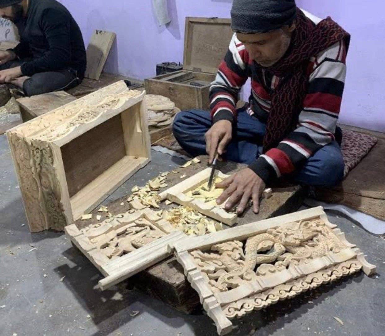 Lungta Imports – wholesale Decorative tabletop object – Solid Wood Hand Carved Tibetan Buddhist Prayer Shrine Altar9