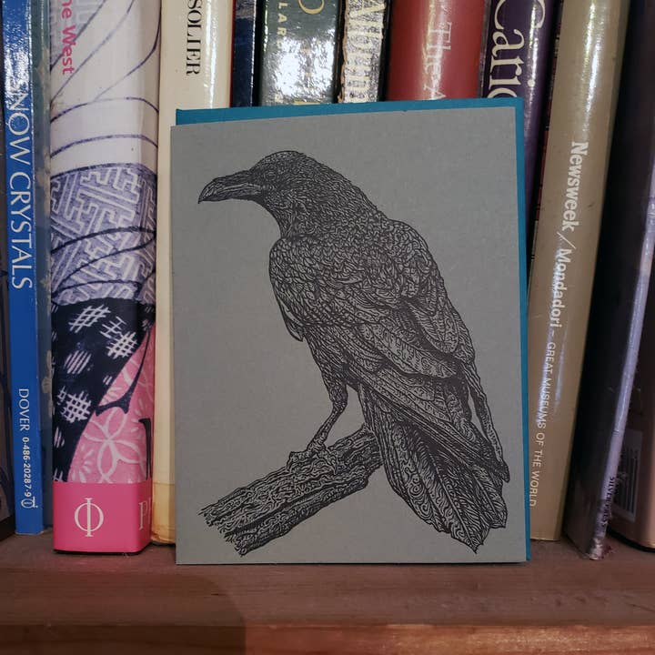 Dandy Lion Press - Wholesale Everyday Greeting Card - Common Raven Card Letterpress Printed2