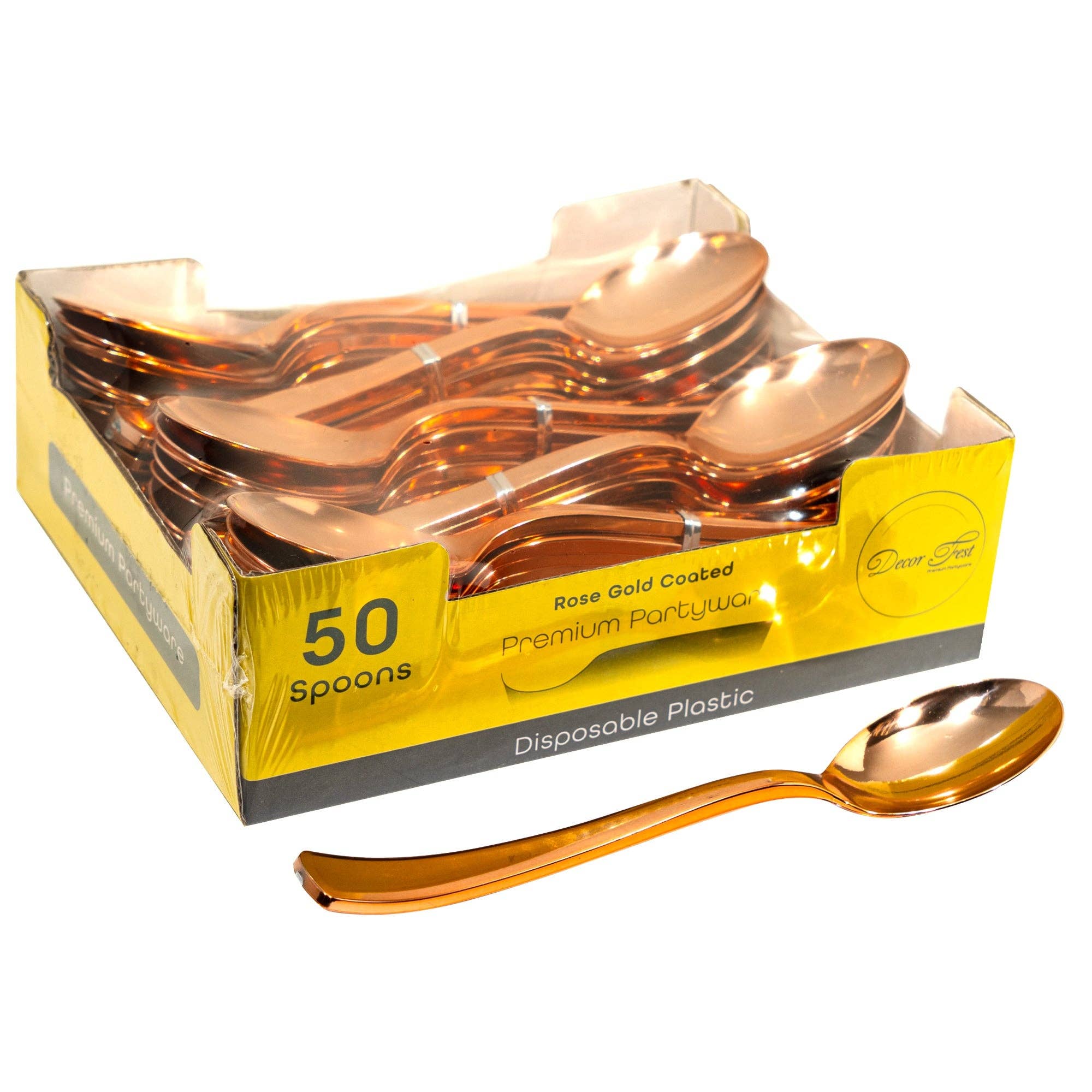 Plastic Premium Spoons Set - 50 Pcs - Rose Gold for wholesale on Faire0