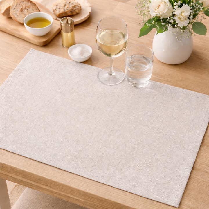 Beige Solid Woven 12"x18" Placemat for wholesale by Fennco Styles