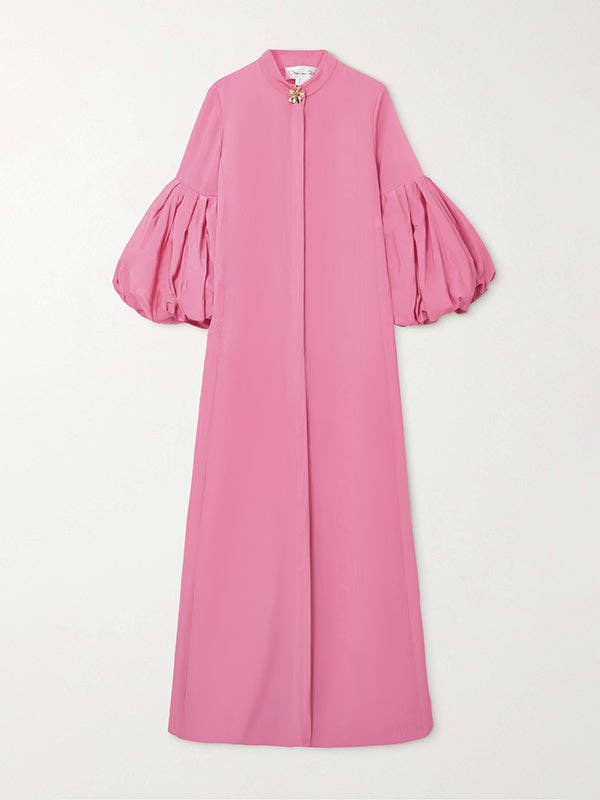 FurDecoration - Wholesale Dress - Women's - Flowy Floral Stand Collar Lantern Sleeve Maxi Dress5