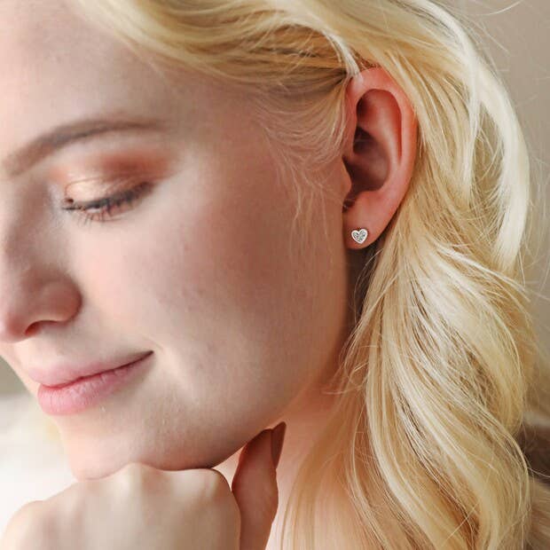 Lisa Angel - Wholesale Stud/Post Earrings - Tiny Crystal Heart Stud Earrings3