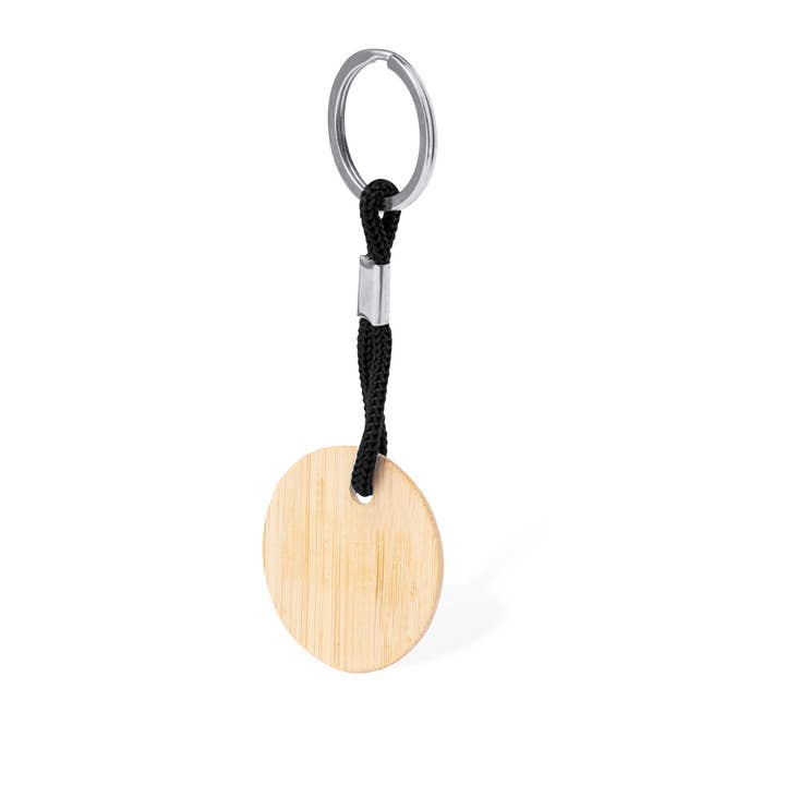 Fustik - Wholesale Keychain - Unisex - Round bamboo keychain with colorful cord2