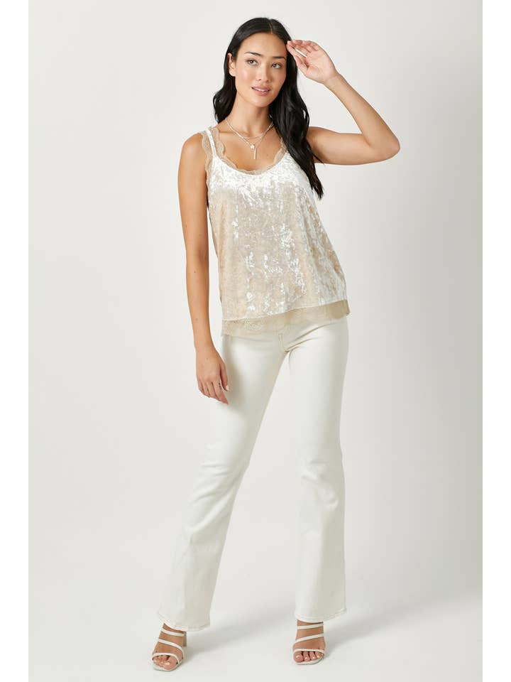 Mystree - Wholesale Camisole - Women's - 60372 Lace Trim Edge Velvet Cami10