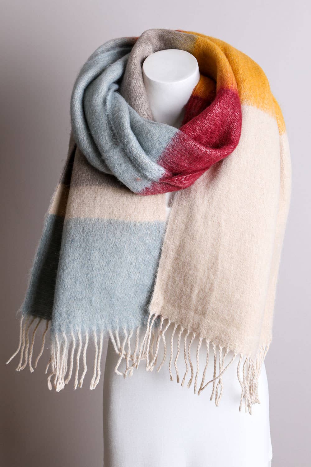 Leto Accessories - Wholesale Scarf - Women's - Winter Color Block Faux Mohair Scarf 9