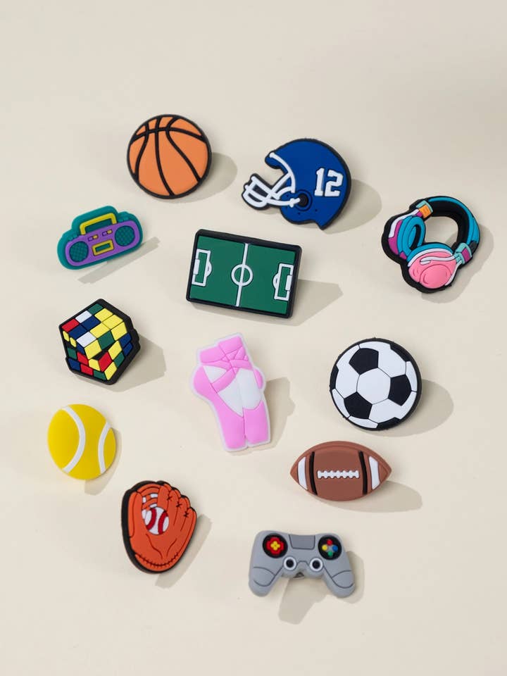 Set of 12 Sports & Activities Charms Pin for wholesale by Coco Village