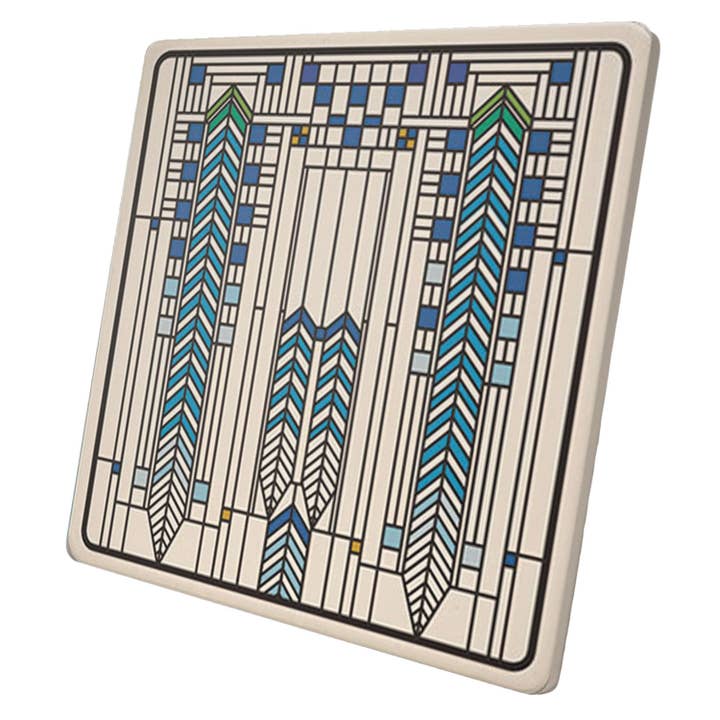 CounterArt/Highland Home/Thirstystone/CoasterStone – Großhandel Topfuntersetzer – Frank Lloyd Wright „Ennis House IIII“ 8" quadratischer Untersetzer