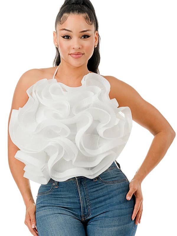 Top con Volantes y Halter Ajustable Plus para venta al por mayor de J2 FASHION