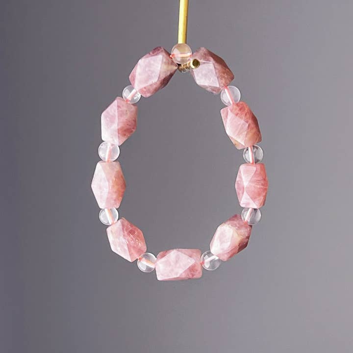 Pulseira Heart Chakra Natural Madagascar Rosa Quartzo Cristal com Corte Livre por atacado de Ninaouity