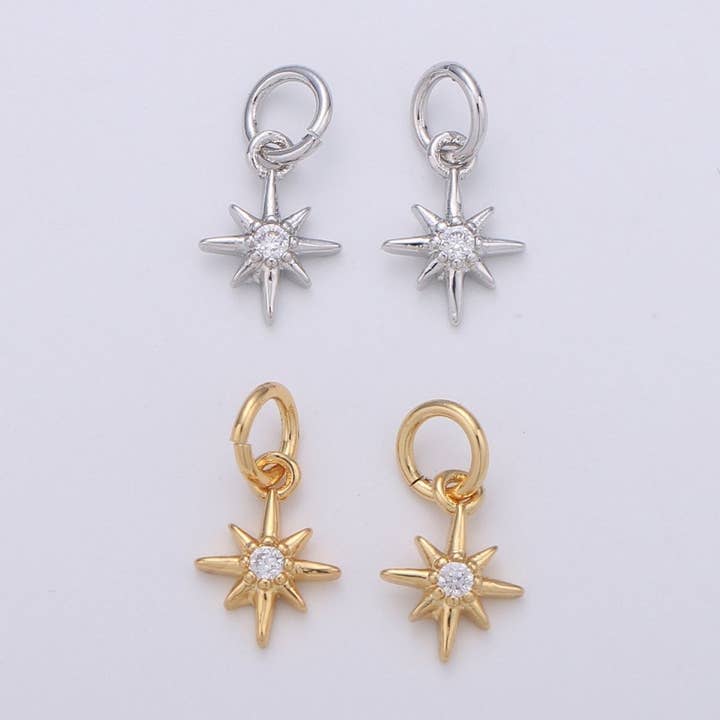 OS 24k Gold Filled Tiny Star Charm Gold North Star Charm Micro Pave Celestial Charm GF Necklace Bracelet Earring Jewelry Making Supply D-080 for wholesale by Aim Eternal