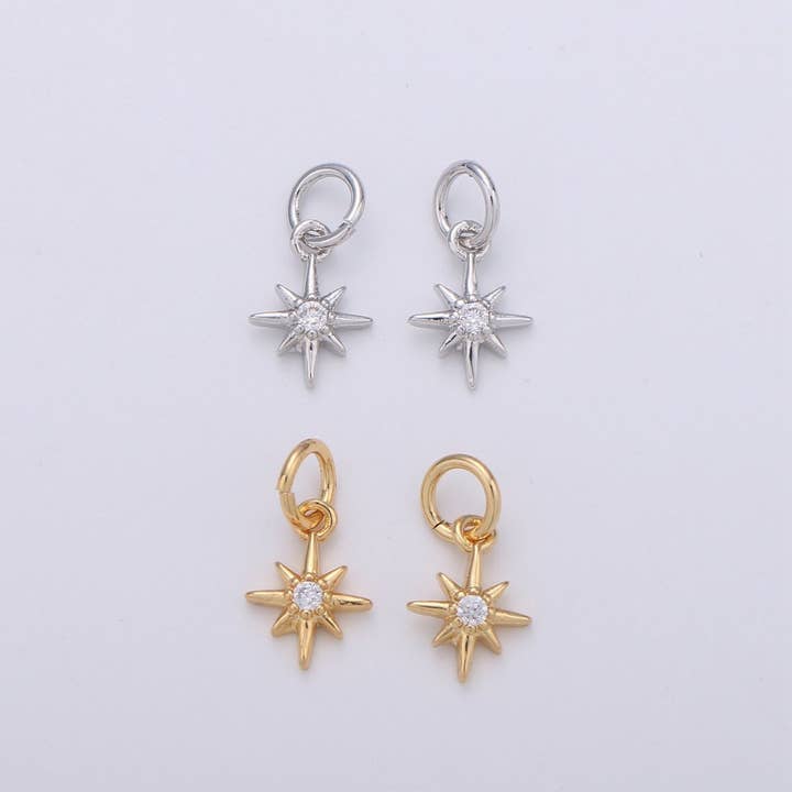 OS 24k Gold Filled Tiny Star Charm Gold North Star Charm Micro Pave Celestial Charm GF Necklace Bracelet Earring Jewelry Making Supply D-080 for wholesale by Aim Eternal