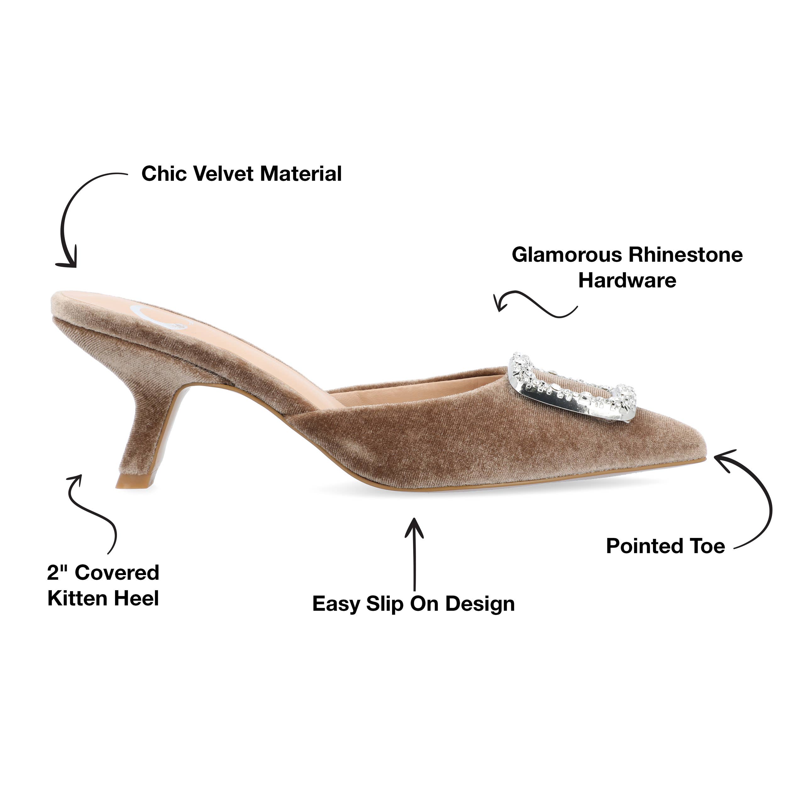 Journee - Wholesale Low Heels - Women's - Rishie Kitten Heeled Mules In Velvet15