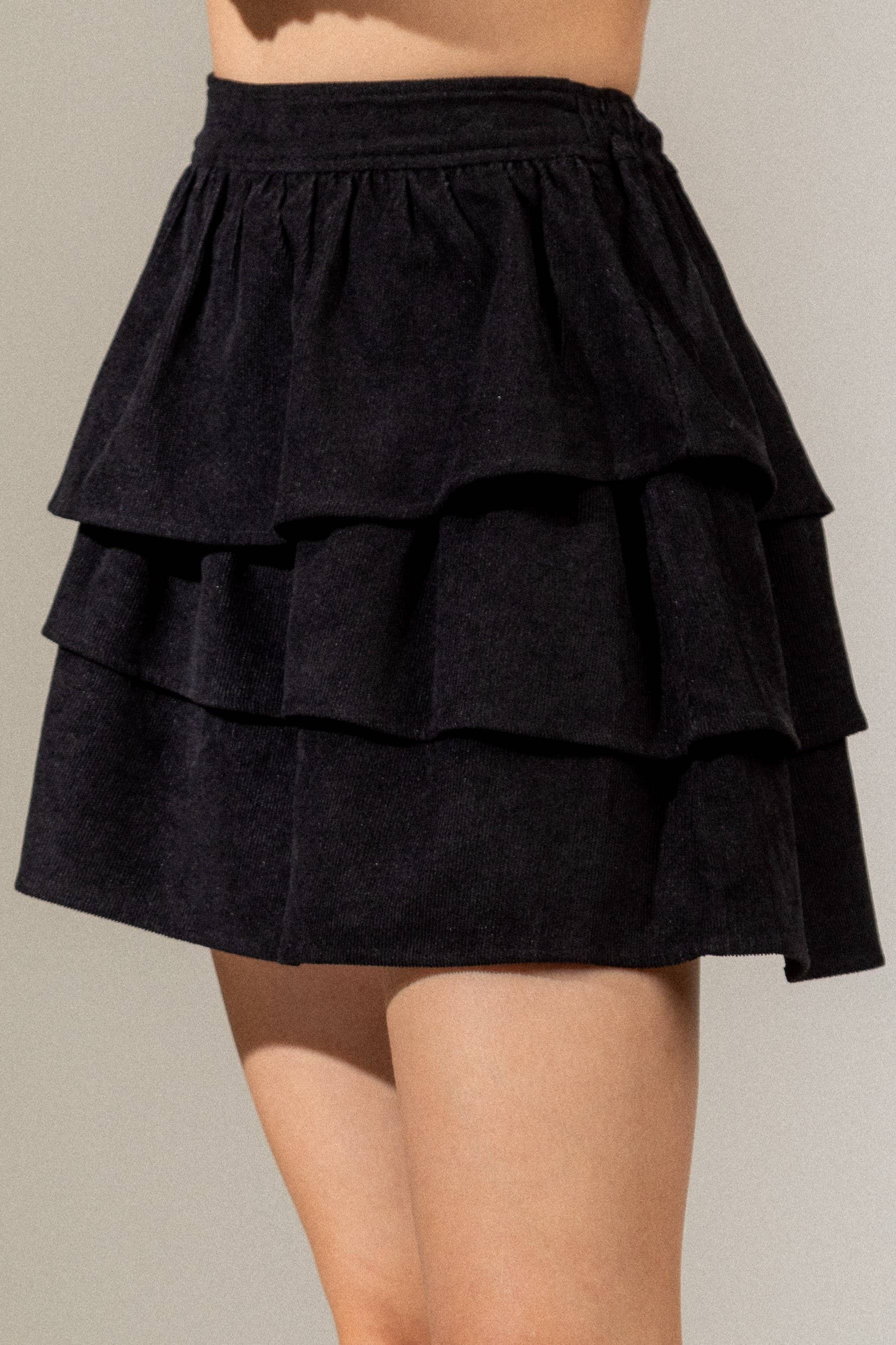VERY J - Wholesale Skirt - Women's - NS50014-Ruffled Corduroy Solid Mini Skirt16