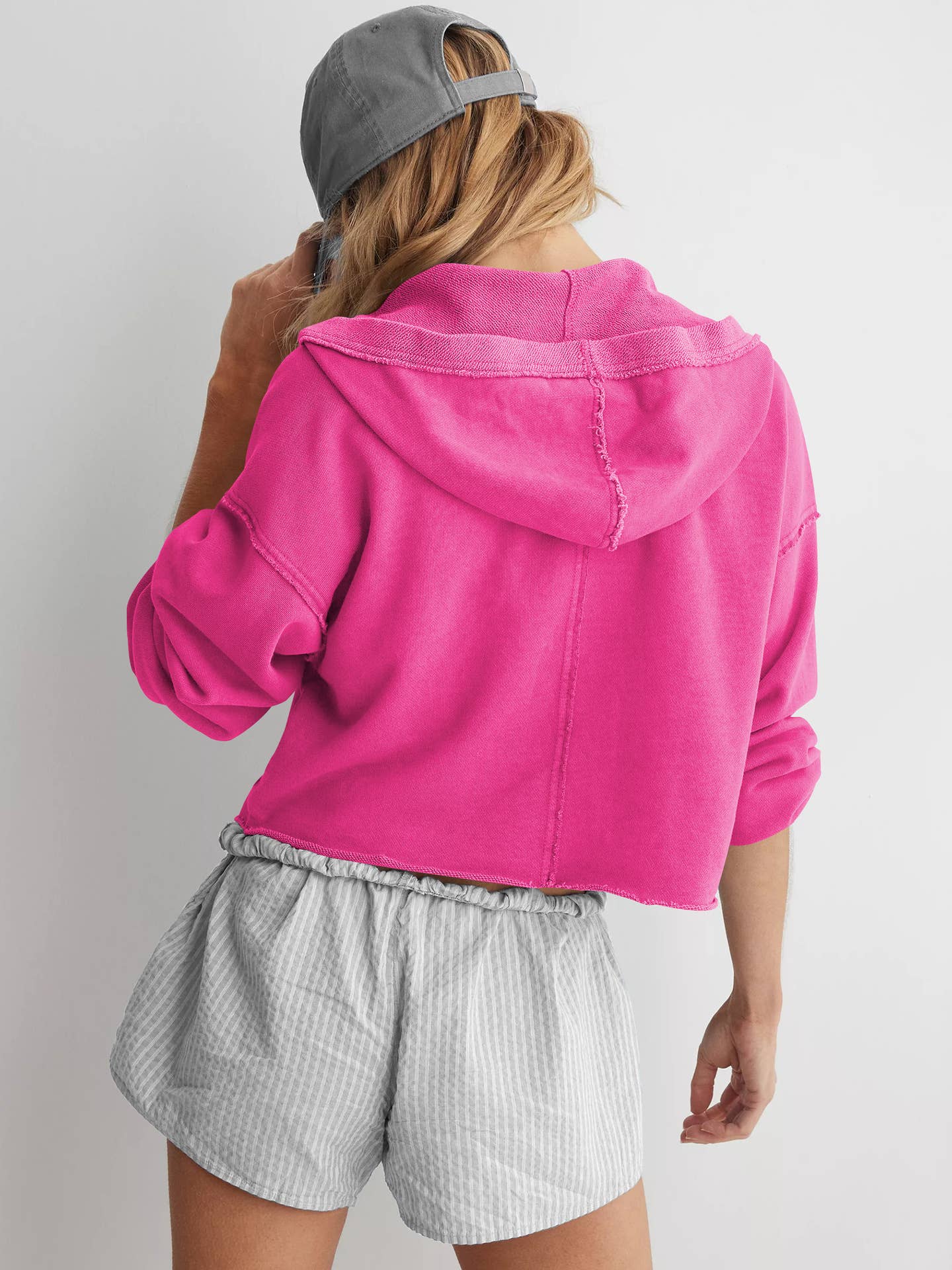 Rosa Clothing - Wholesale Sweatshirt - Women's - Balloon Sleeves Lines Trendy Hoodie Sweatshirt7