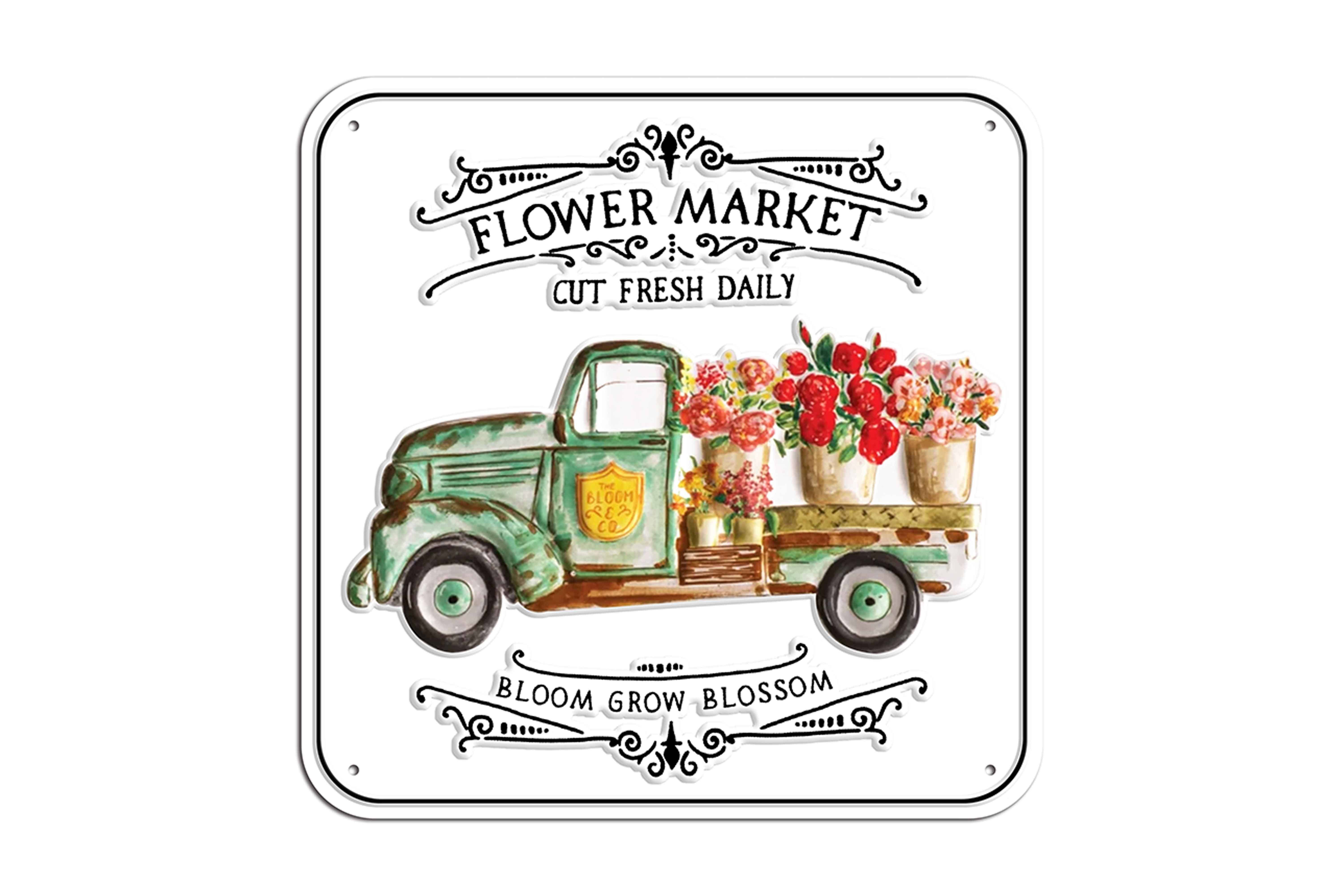 Isabelle Rose - Wholesale Sign - Metal sign Flower market 30x30 cm Isabelle Rose0