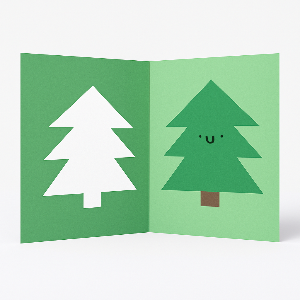 Rumble Cards - Vendita all'ingrosso Biglietti di auguri di Natale - Biglietto di Natale a forma di albero - Taglio sagomato - Carino e festoso1