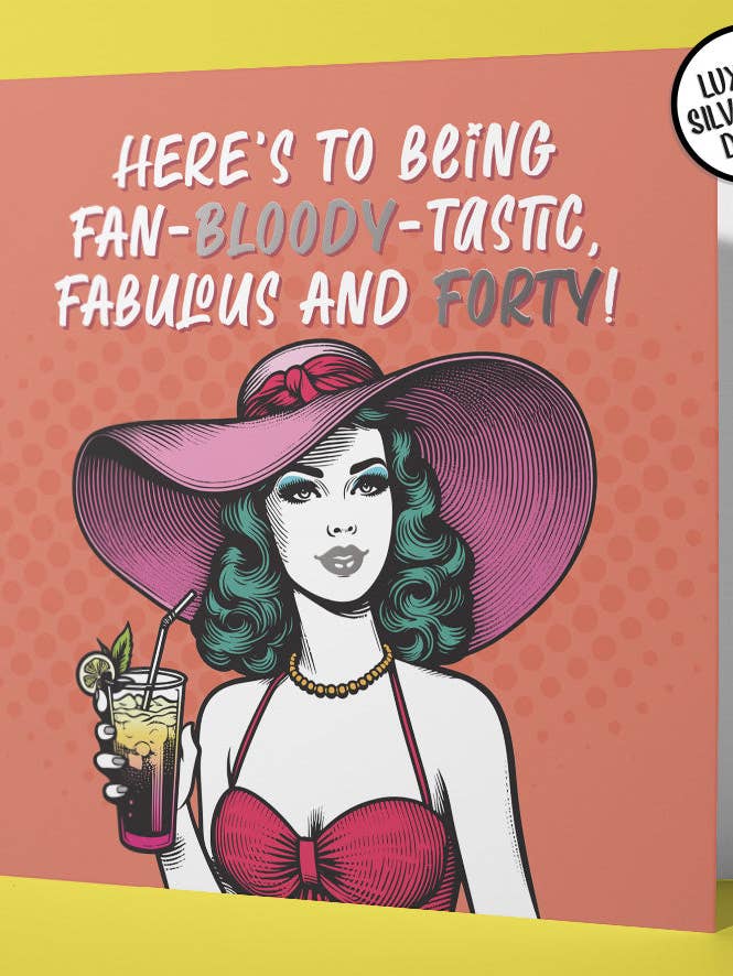 Carte d'anniversaire Fan-Bloody-Tastic à quarante ans (paquet de 6) pour la vente par Sweary Card Lady