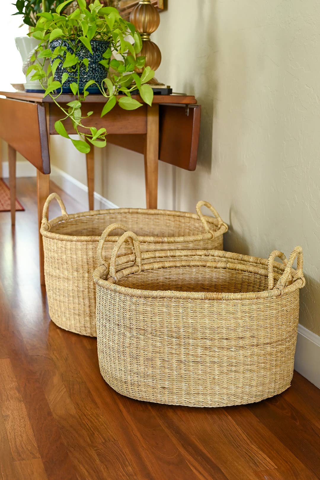 Swahili | AFRICAN MODERN - Wholesale Basket - 3 Natural Woven Grass Baskets - With Sturdy Handles1