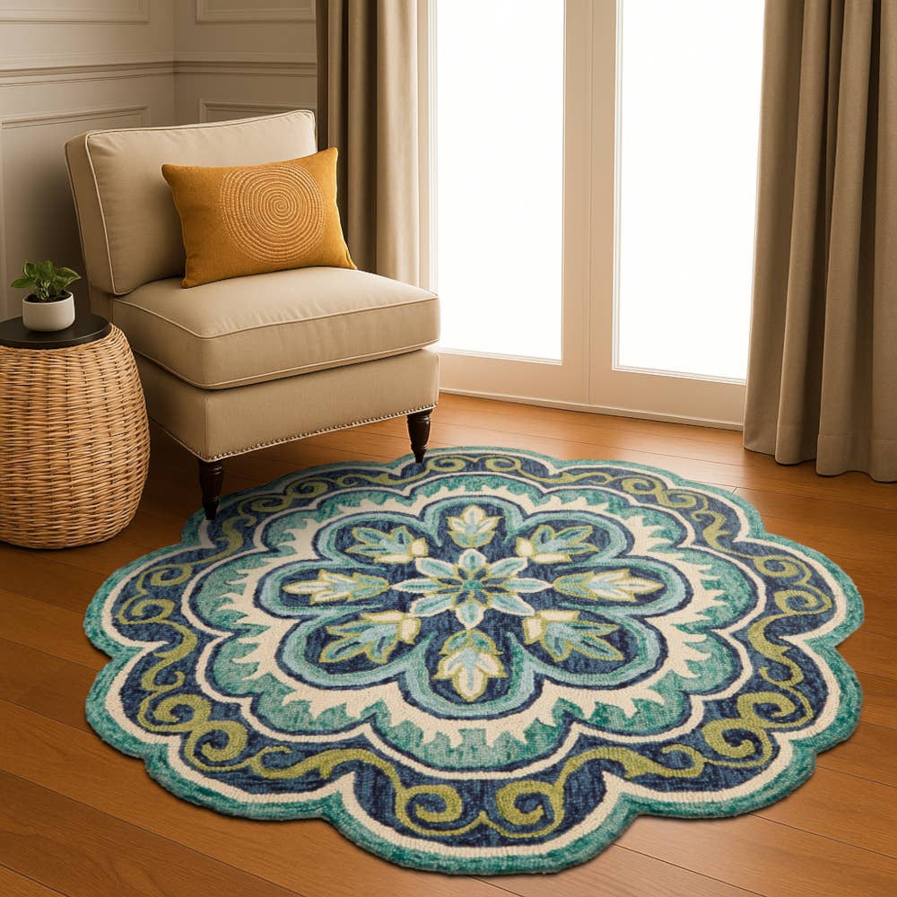 LR Home - Wholesale Area Rug - Nia Classic Scalloped Edge Hand-Tufted Wool Indoor Area Rug63