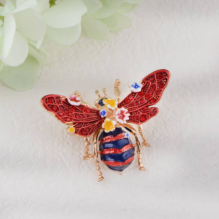 AK Brand – wholesale Brooch – Bee Brooch Pin Rhinestone Insect Flower Jewelry21