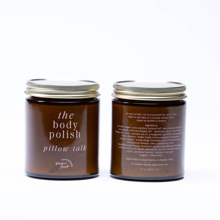 LE gommage corporel • 100% naturel, rien de synthétique • Pot en verre de 6 oz pour la vente par Ginger June Candle Co.