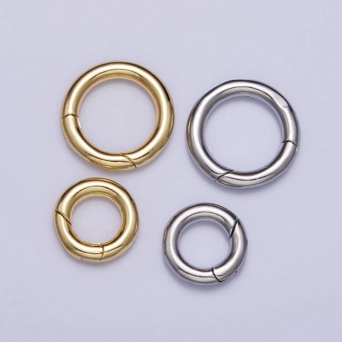 Aim Eternal - Wholesale Band/Stacked Ring - Dainty Gold Silver Spring Gate Ring 11mm, 15mm Round Circle Ring, Round Clasp, Push Clip Clasp, Spring Gate for Jewelry Making Z-340 Z-341 Z-352 Z-3534