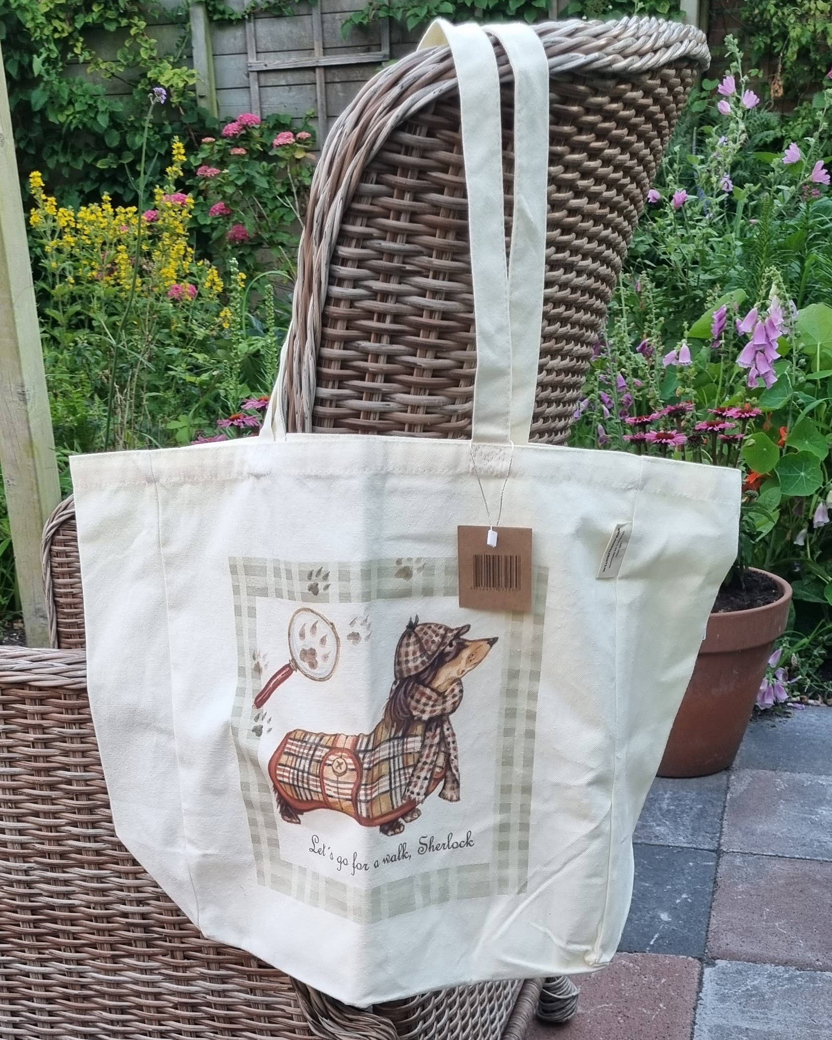 Animal Prints - Wholesale Grocery/Shopping Bag - Cotton shopping tote with print - Dachshund - Sherlock1