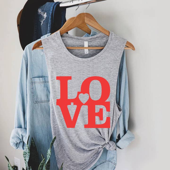 STARCHIS - Vente Débardeur – femme - Débardeur en jersey pour femme avec graphique de cœur *Best* LOVE4