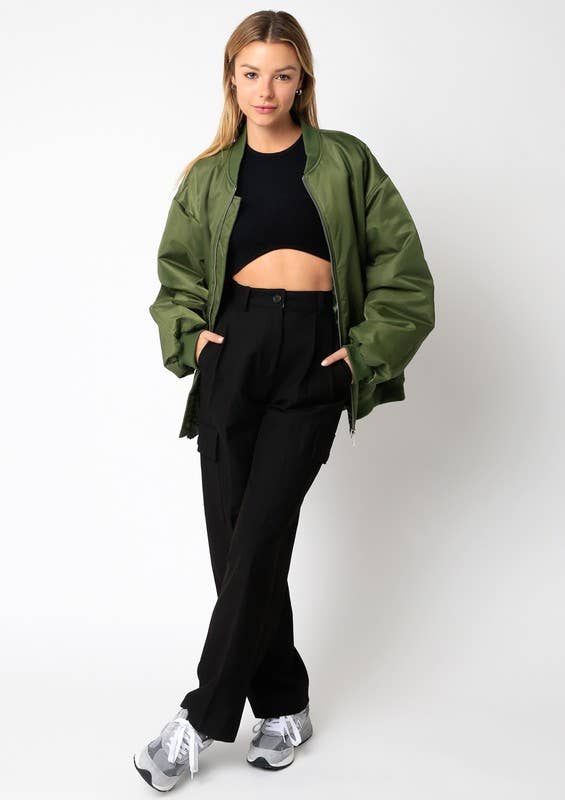 Olivaceous - Wholesale Bomber Jacket - Women's - Madison Bomber Jacket2
