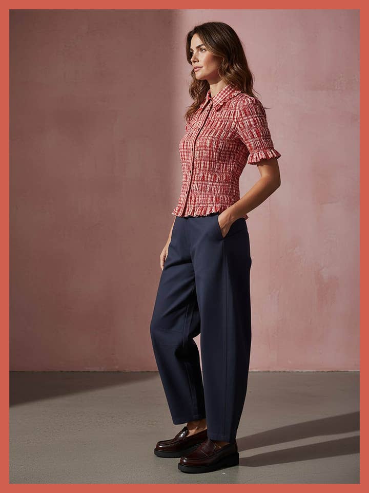 Blusa Astrid de Cuadros - Roja para venta al por mayor de NOOKI DESIGN LTD