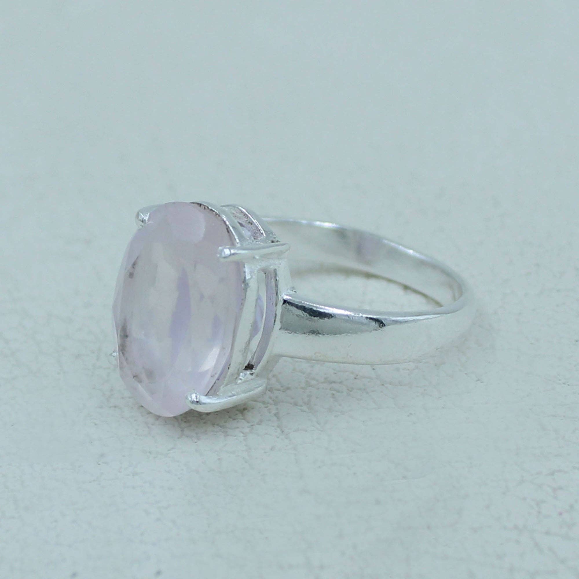 Silvex Jewelry – wholesale Single stone/solitaire ring – Pink Rose Quartz Sterling Silver Ring2