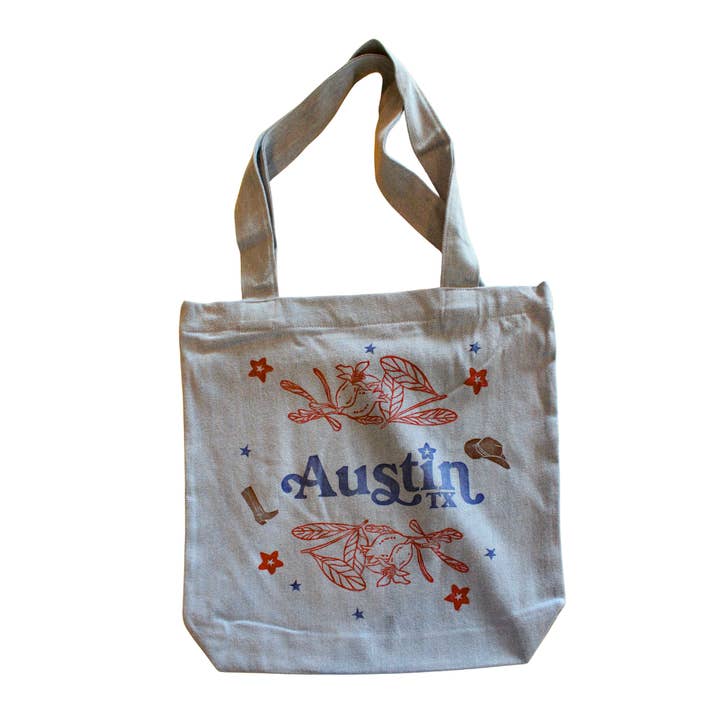Austin TX Denim Tote for wholesale by Letterpress PLAY
