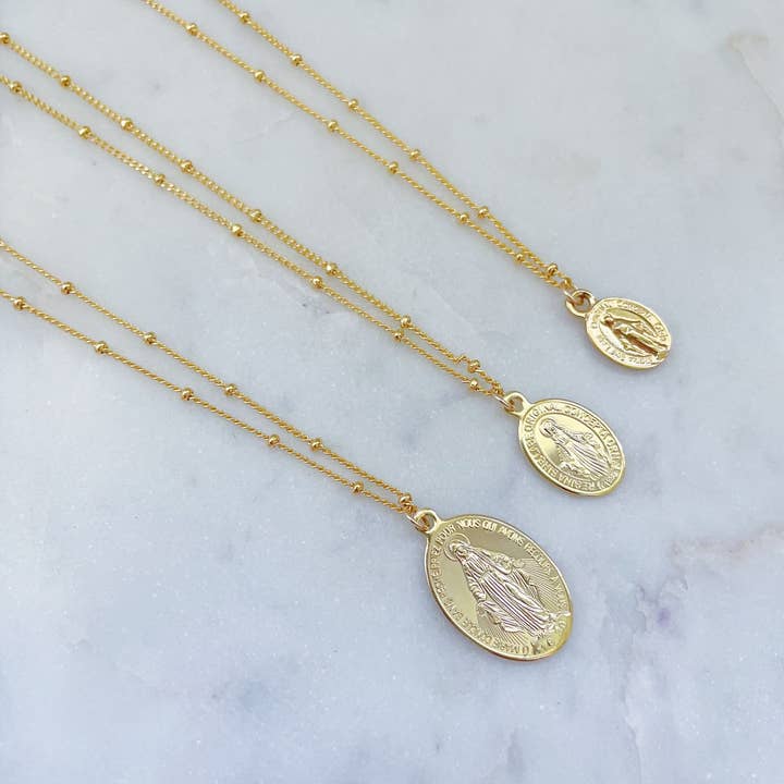 Laalee Jewelry - Wholesale Pendant/charm necklace - Gold Virgin Mary Necklace, Religious Jewelry Satellite Chain4