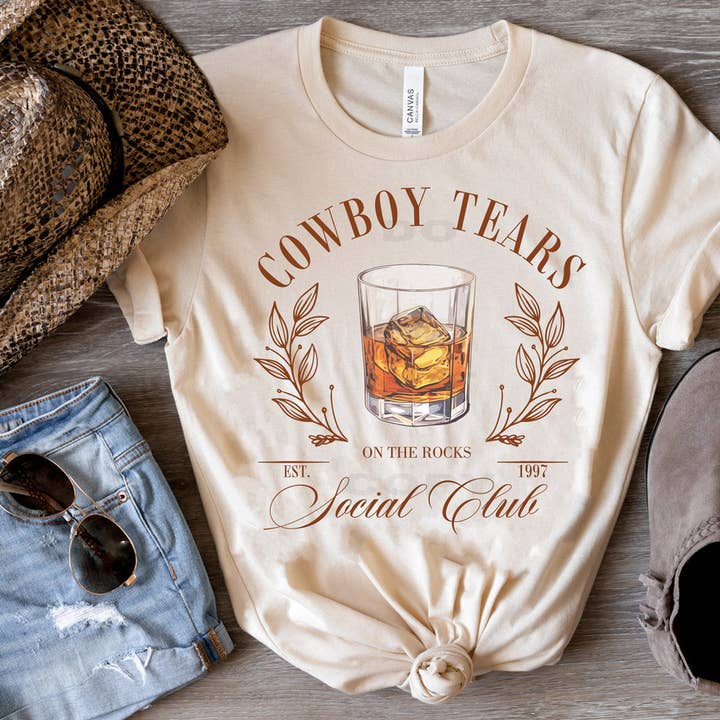 Trendy Transfers – Engroshandel Sublimationstryk – Cowboy Tears Social Club DTF Varmeoverførsel