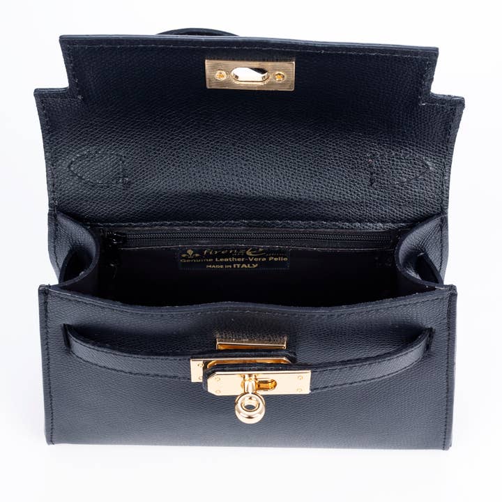dark navy Asciano handbag genuine Palmellato leather closure and strap for wholesale on Faire4
