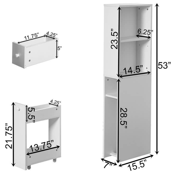 Quickway Imports - Wholesale Cabinet - Narrow and Slim Design White Bathroom Storage Cabinet5