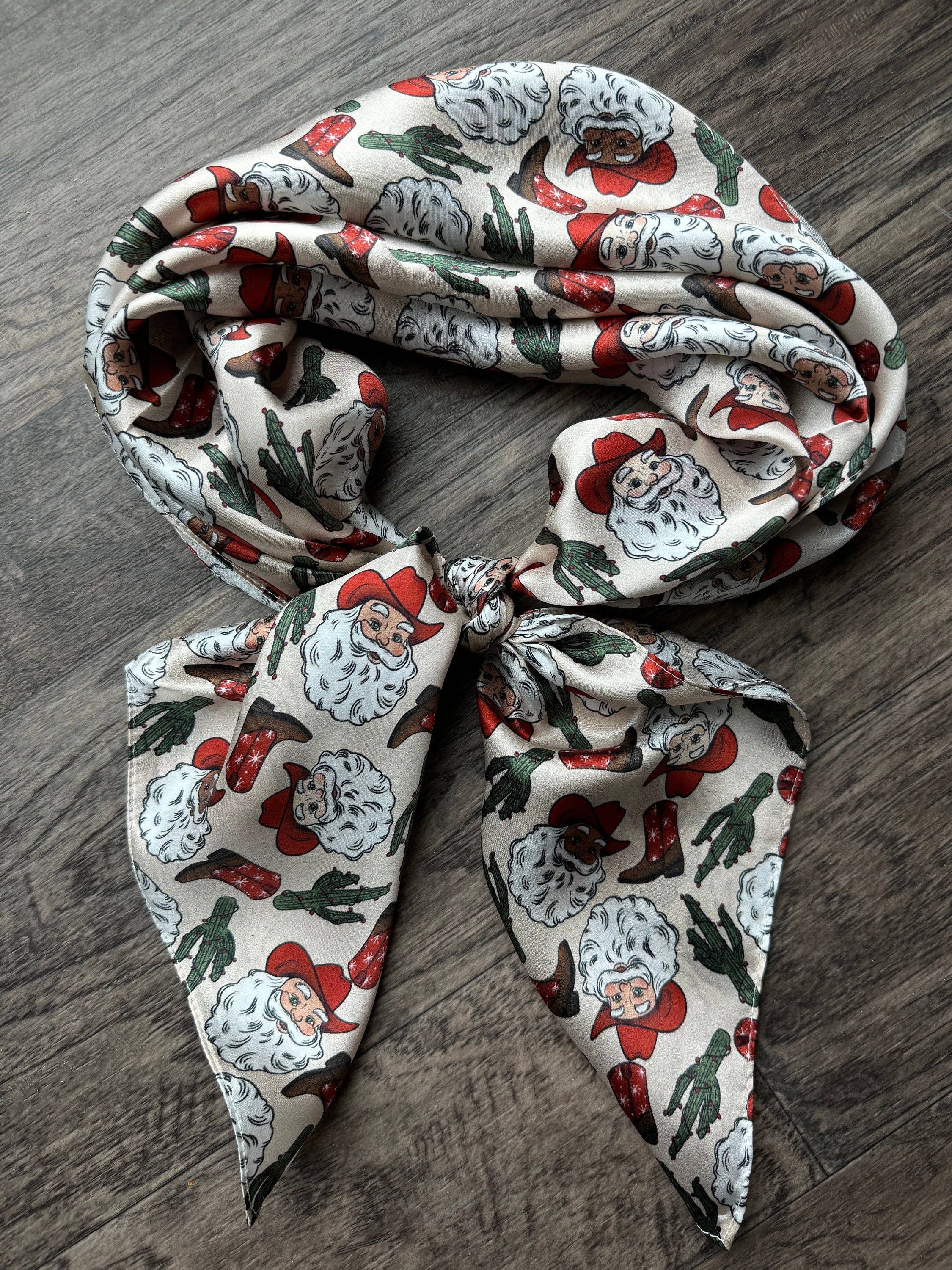 Double B Wild Rags - Wholesale Sjaal - Dames - 100% Zijde Wild Rag Kerstvakantie Kerstman, Cactus en Laarzen door Double B Wild Rags4