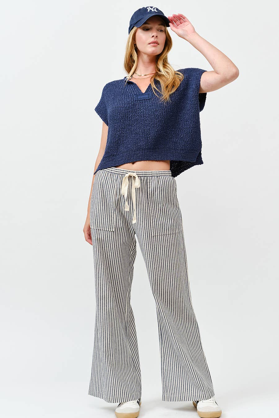 ILLA ILLA - Vente Pantalon – femme - Pantalon large en lin rayé14