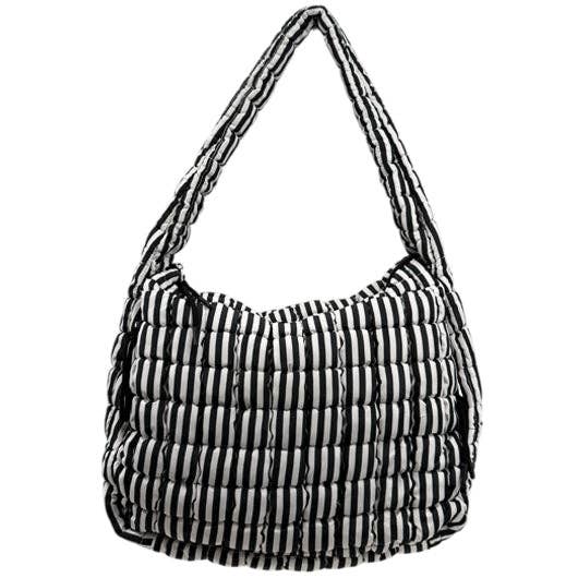 GZ-4171 Gingham Puffer Quilted Handbag Black/White for wholesale by Girlie Girl Originals