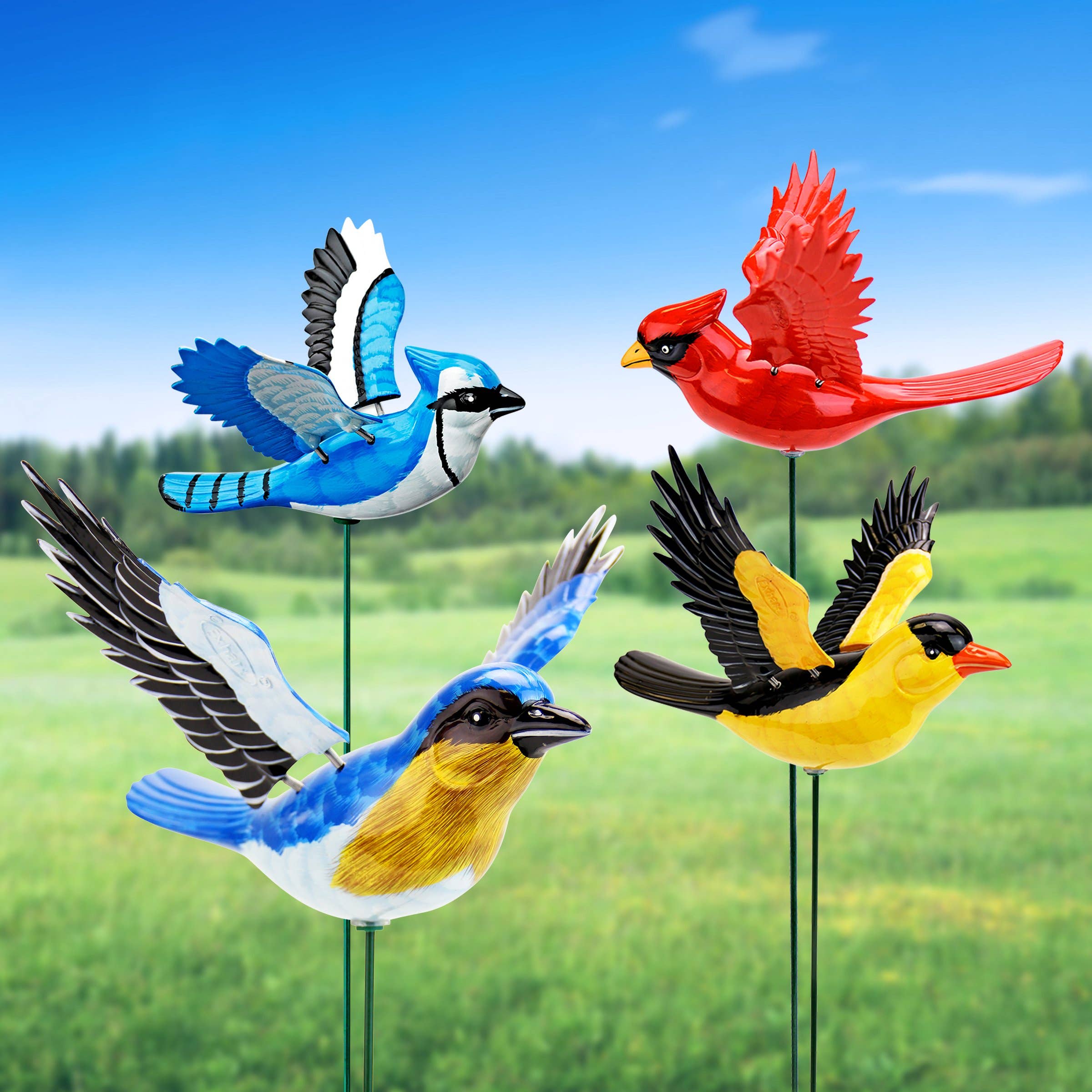 Exhart - Vente Piquets de jardin/pelouse - Piquet WindyWings pour oiseaux chanteurs de 7 pouces, 24 pièces7