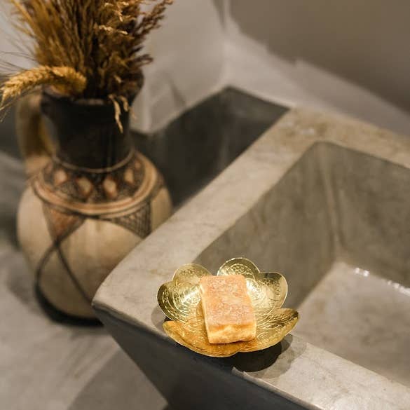 NOMAD BY LIV - Wholesale Bath Soap Dish - Soap dish FLOWER 2, gold