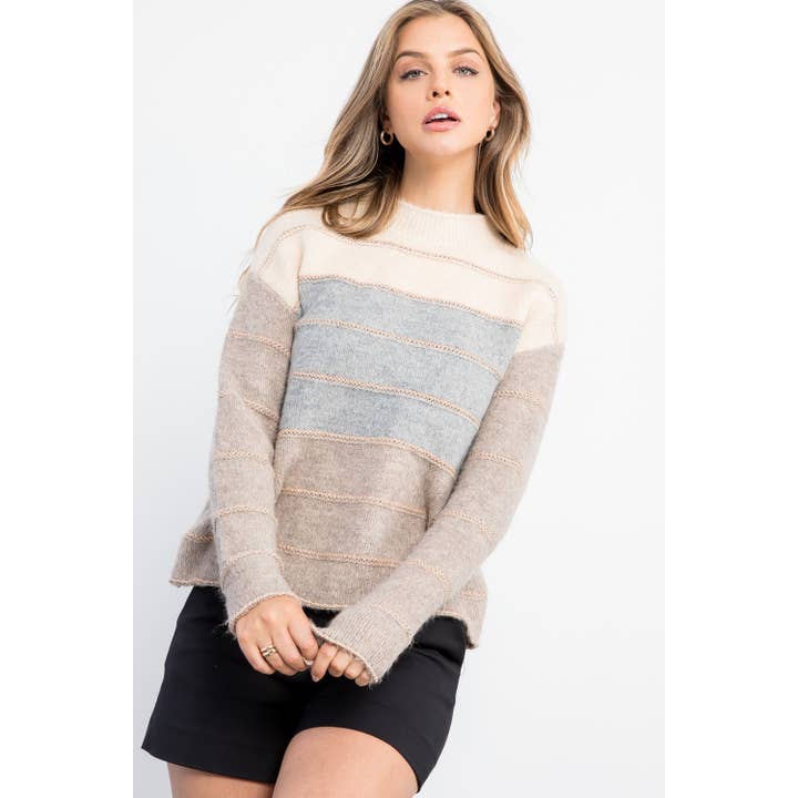 OATMEAL Metallic Colorblocked Sweater for wholesale on Faire1