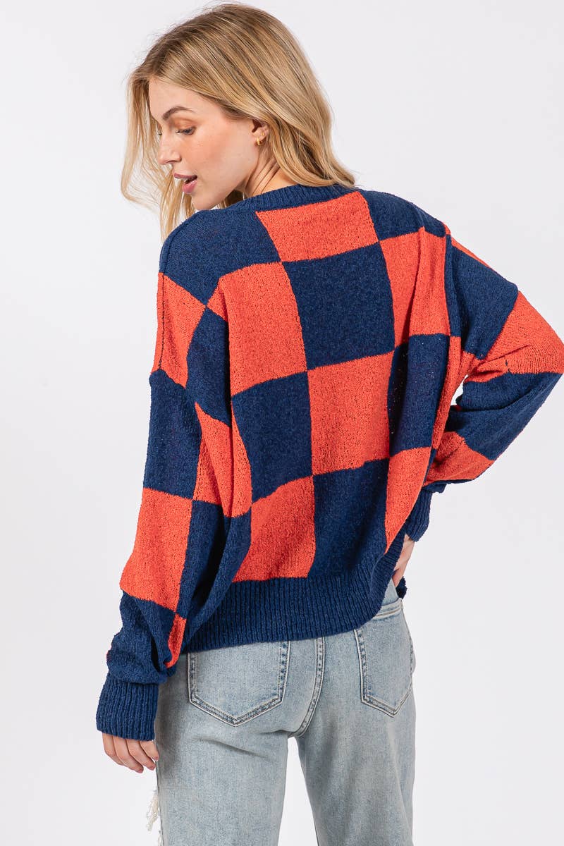 Sewn and Seen - Wholesale Knit Sweater - Women's - CHECKER SWEATER TOP 22